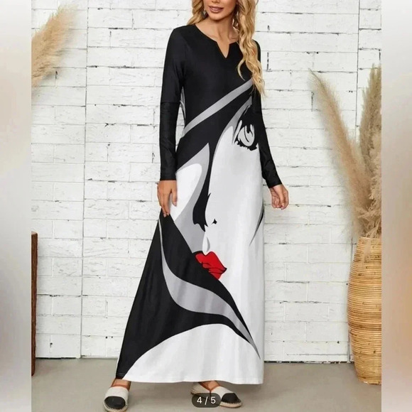 Notched Neck Figure Graphic Dress size XL12 - Picture 6 of 13